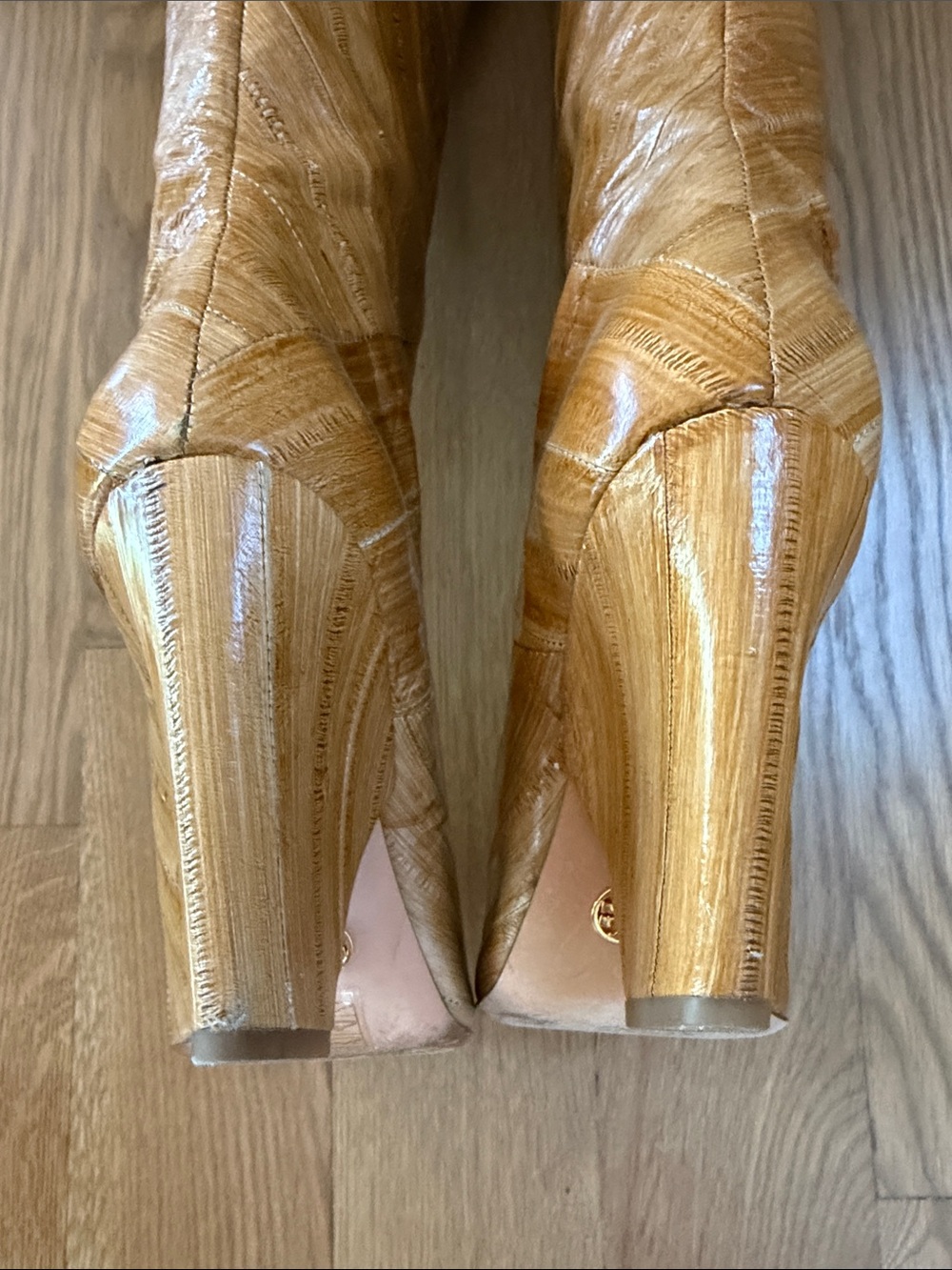 Tory Burch patchwork Lila eel leather knee boots size 9.5 vintage feel - Picture 5 of 14